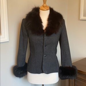 Custom Vintage Fox Fur Trimmed Blazer